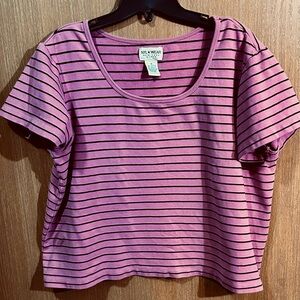 NY&WEAR Women's Pink Striped Short Sleeve Top